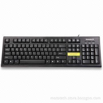 Splash-proof Wired Keyboard with Laser Inscribed Letters and 104 Keys